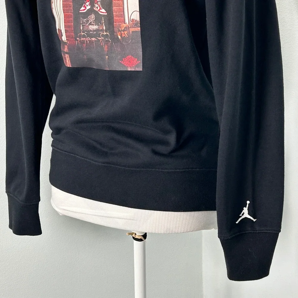 Air Jordan Kids Black‎ Graphic Hoodie Chimney Fireplace Print Size 12 13 Years